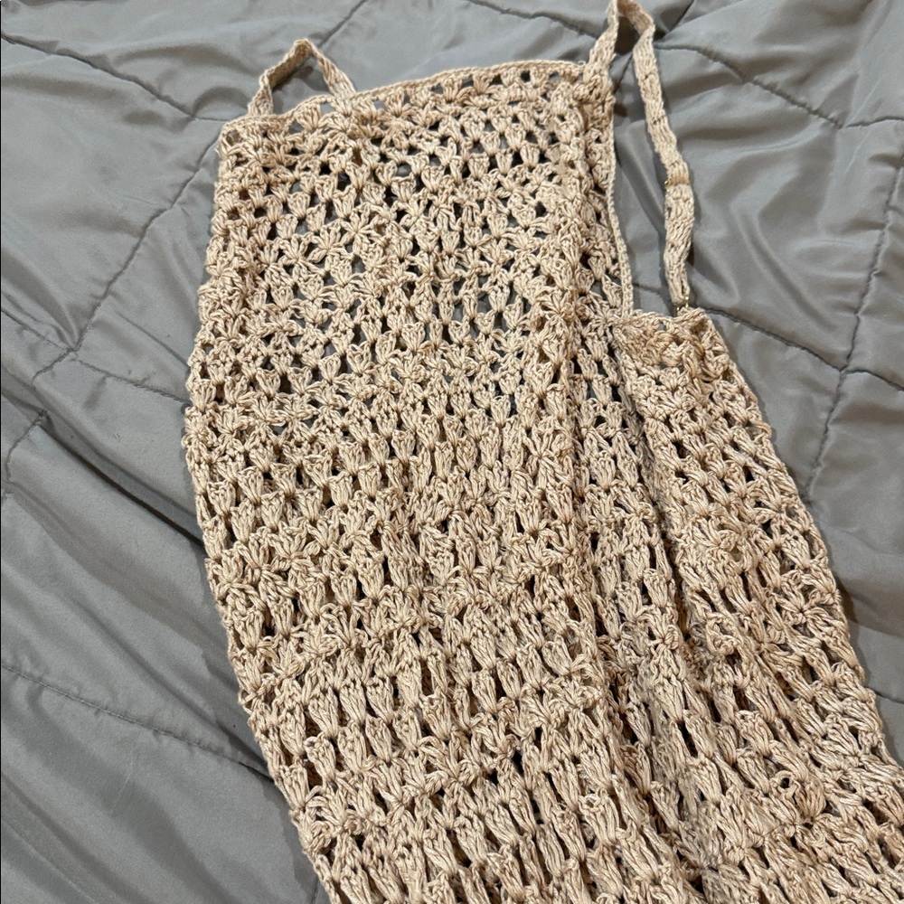Beige Crochet Knit dress by Flook size medium - Picture 3 of 7